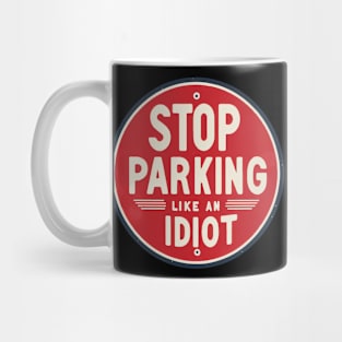 Funny Idiot Parking Award Retro Badge Mug